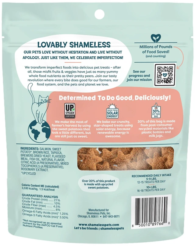 Alt view image 3 of 6 - Shameless Pets Crunchy Cat Treats Yam Good Salmon, Skin & Coat Support, Natural Ingredients with Real Salmon, 1-Pack