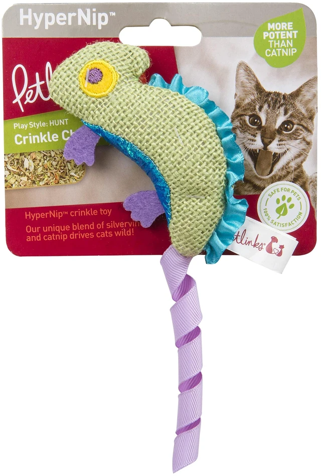 Alt view image 2 of 7 - Petlinks HappyNip Crinkle Chameleon Cat Toy with Silvervine & Catnip, Green, One Size
