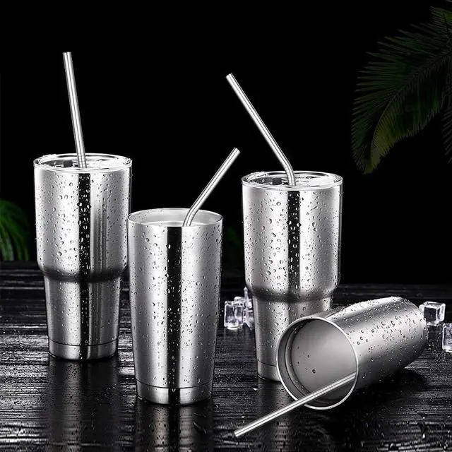 Alt view image 4 of 6 - Stainless Steel Straw Set of 4, 10.5-Inch with Cleaning Brushes and Case, for 30oz and 20oz Tumblers