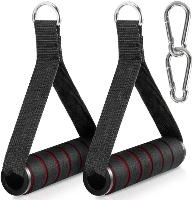 Main image of Upgraded Exercise Handles 2 Pack for Cable Machine Attachments, Heavy Duty Strength Training, Pilates, Home Gym, Resistance Bands