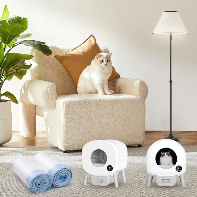Alt view image 6 of 7 - 40-Pack Heavy Duty Cat Litter Box Liners for Fsitego & Fumoi Self-Cleaning Litter Boxes, Extra Thick with Drawstring, Leakproof