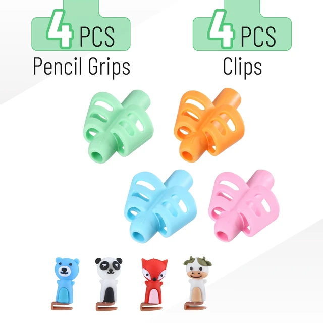 Alt view image 2 of 7 - Mr. Pen Pencil Grips for Kids Handwriting, 4 Pack with 4 Clips, Colorful