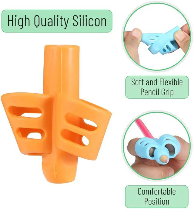 Alt view image 7 of 7 - Mr. Pen Pencil Grips for Kids Handwriting, 4 Pack with 4 Clips, Colorful