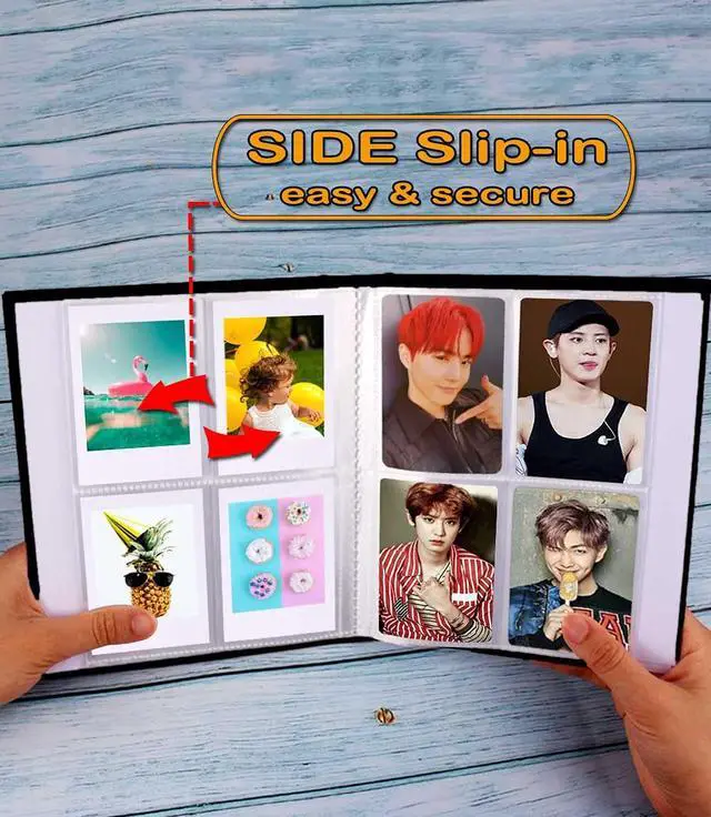Alt view image 4 of 6 - GPIRAL 2x3 Polaroid Photo Album 208 Vertical Photos, Linen, Compatible with Fujifilm Instax Mini Film 7s 8+ 9 11, Polaroid Snap/PIC 300, HP Sprocket, Zip Printer, Black