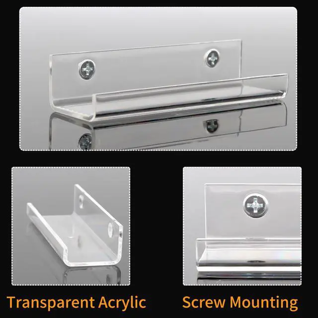 Alt view image 3 of 7 - Jansburg 6 Pack Clear Acrylic Wall Mount Vinyl Record Display Holder for Albums and CDs, 4 Inch