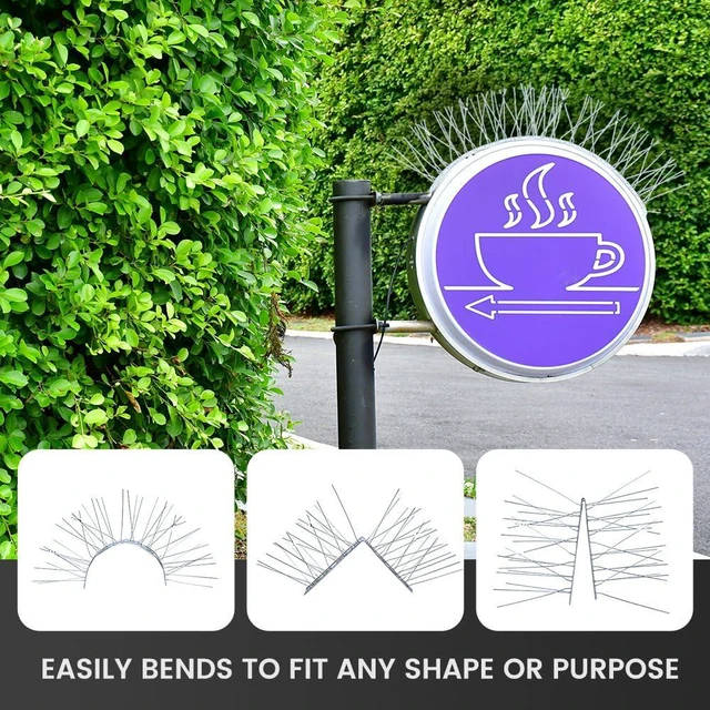 Alt view image 3 of 7 - Ley's Stainless Steel Bird Spikes 3.2FT (3-Pack) - Easy Install Metal Deterrent Strip, Humane Pigeon & Small Bird Repellent for Roof, Fence, Balcony, Outdoor