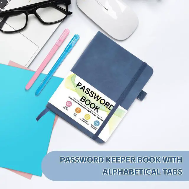 Alt view image 3 of 6 - MOSA BEAR Password Keeper Book with Alphabetical Tabs, 4.3"x5.7", Dark Blue, for Website Addresses and Logins