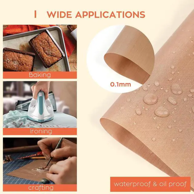 Alt view image 3 of 6 - HTVRONT PTFE Sheets 3 Pack Non Stick Reusable 12 x 16" Heat Resistant Mat for Heat Press (Brown)