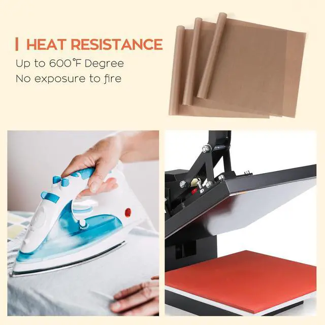 Alt view image 4 of 6 - HTVRONT PTFE Sheets 3 Pack Non Stick Reusable 12 x 16" Heat Resistant Mat for Heat Press (Brown)