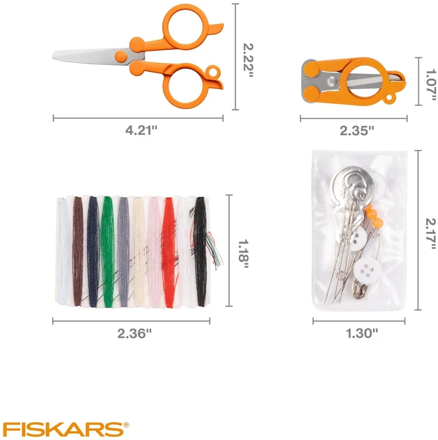 Alt view image 2 of 6 - Fiskars 27-Piece Travel Sewing Kit with 39" Measuring Tape, Orange