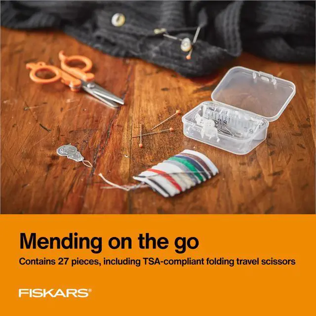 Alt view image 6 of 6 - Fiskars 27-Piece Travel Sewing Kit with 39" Measuring Tape, Orange