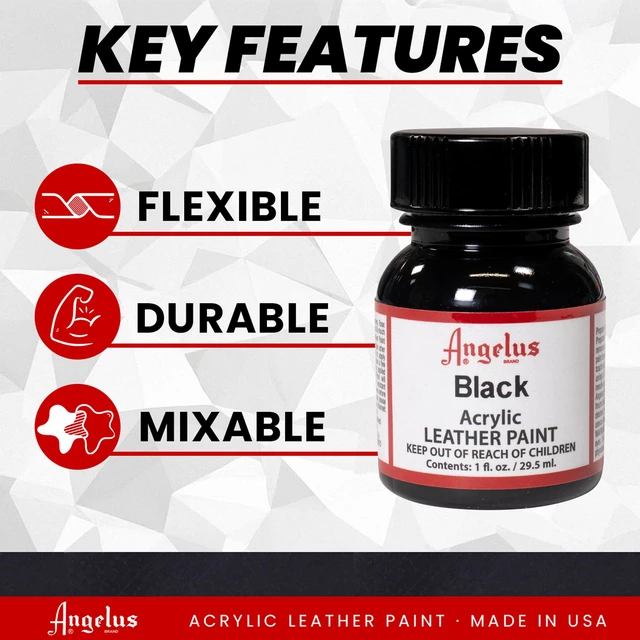 Alt view image 6 of 6 - Angelus Acrylic Leather Paint, 1 Fl Oz, Black - Professional Flexible, Crack, Scratch, Peel Resistant for Shoes, Sneakers, Canvas, Furniture and Other Leather Projects