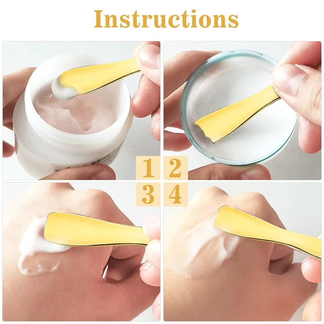 Alt view image 2 of 6 - WLLHYF 3 PCS Metal Cosmetic Spoon Skincare Spatula Stick Applicator