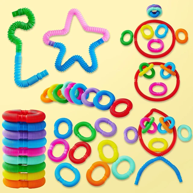Alt view image 3 of 7 - JOYIN 18 Pack Pop Tubes Sensory Toys Small Fidget Toys Party Favors 9 Colors Creativity Learning and Fun for Kids Prizes Goodie Bags Classroom School Reward