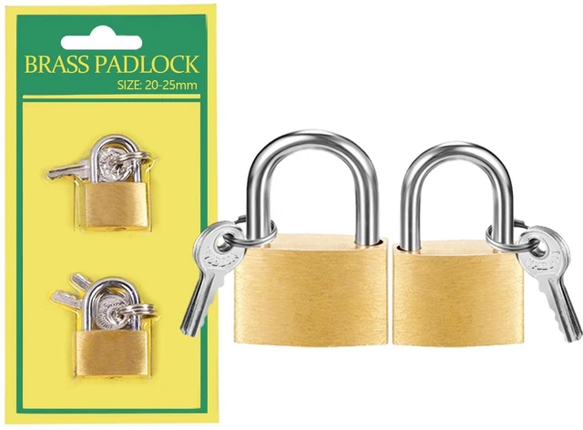 Main image of 2 Pcs Solid Brass Mini Key Locks with Keys, 20mm+25mm, for Luggage, Backpack, Gym Locker, Jewelry Box