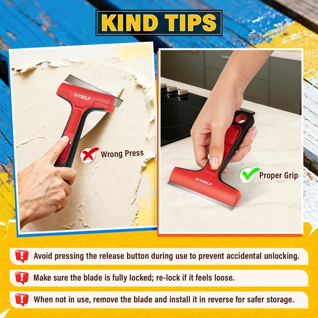 Alt view image 5 of 6 - DIYSELF Razor Blade Scraper with 10 4-Inch Blades