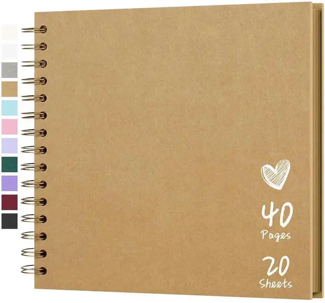 Main image of 8"x8" Scrapbook Photo Album 20 Sheets 40 Pages Hardcover Kraft Paper Khaki