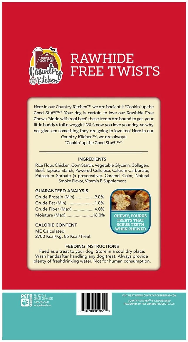 Alt view image 5 of 7 - Rawhide Free Beef Twists Dog Chews, Country Kitchen, 3 Count