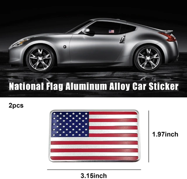 Alt view image 2 of 6 - Dickno 2PCS 3D Metal American Flag Decal, Aluminum Alloy Car Emblem Stickers, Patriotic Stars and Stripes Auto Body Decoration, Universal Car SUV Accessories (Red Flag)