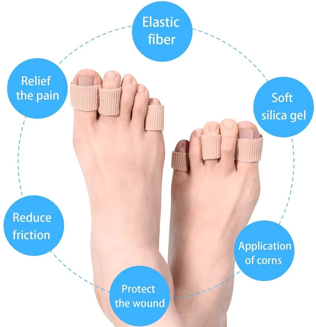 Alt view image 6 of 6 - Blulu Soft Gel Toe Cushion Tube Sleeves Corn Pad Protectors, 16 Pcs, Brown
