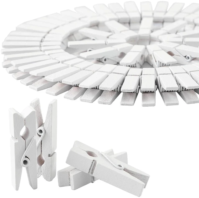 Alt view image 5 of 5 - HSTECH 100 Pcs White Mini Natural Wooden Clothespins 1.38in and 82 Ft Jute Twine, Baby Clothes Pins, Craft Photo Clips for Home School Arts Crafts Decor DIY Decorations W