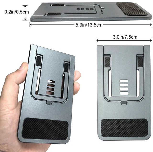 Alt view image 2 of 6 - POQOD Ultrathin Fully Foldable Phone Stand for Desk, Compatible with iPhone 16, 15, 14, 13, 12, 11, Nintendo Switch, All Phones, Grey