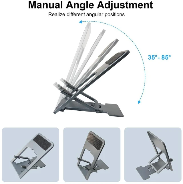 Alt view image 3 of 6 - POQOD Ultrathin Fully Foldable Phone Stand for Desk, Compatible with iPhone 16, 15, 14, 13, 12, 11, Nintendo Switch, All Phones, Grey