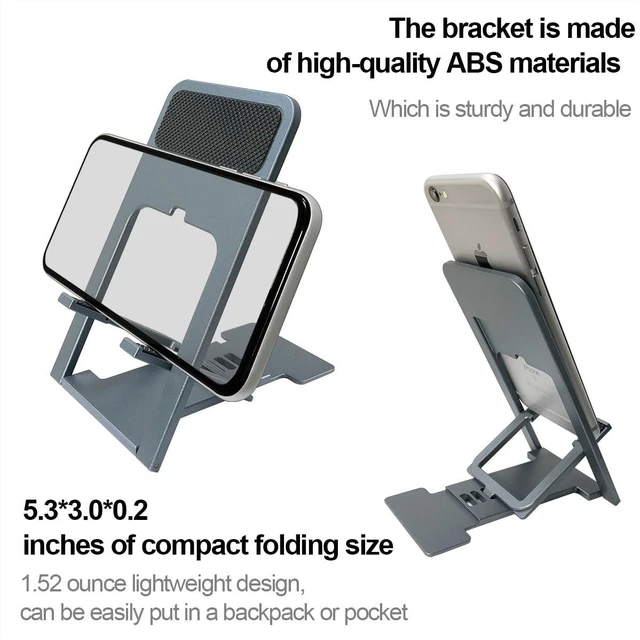 Alt view image 6 of 6 - POQOD Ultrathin Fully Foldable Phone Stand for Desk, Compatible with iPhone 16, 15, 14, 13, 12, 11, Nintendo Switch, All Phones, Grey
