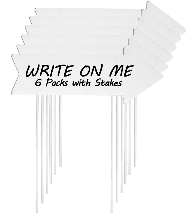 Main image of RAINFLOW 6 Pack Blank Yard Signs with Stakes - Arrow Signs for Outside