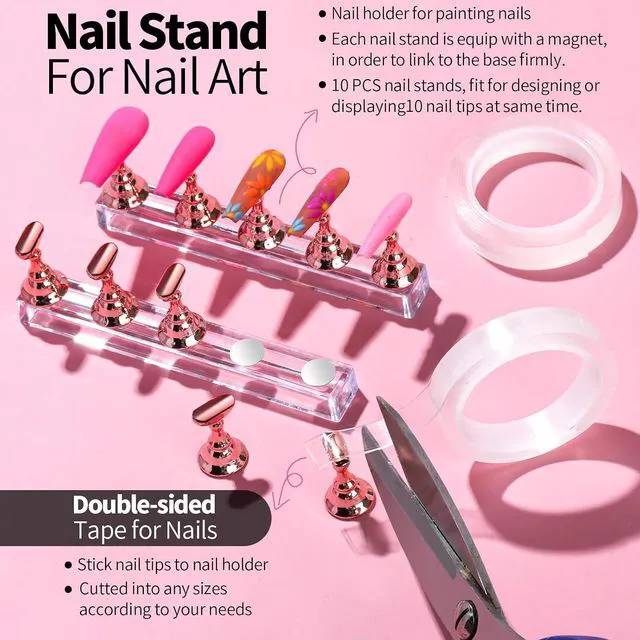 Alt view image 3 of 6 - FANDAMEI Nail Art Kit with Nail Stand, Nail Holder, Nail Brushes, Nail Dotting Tool, Nail Art Palette