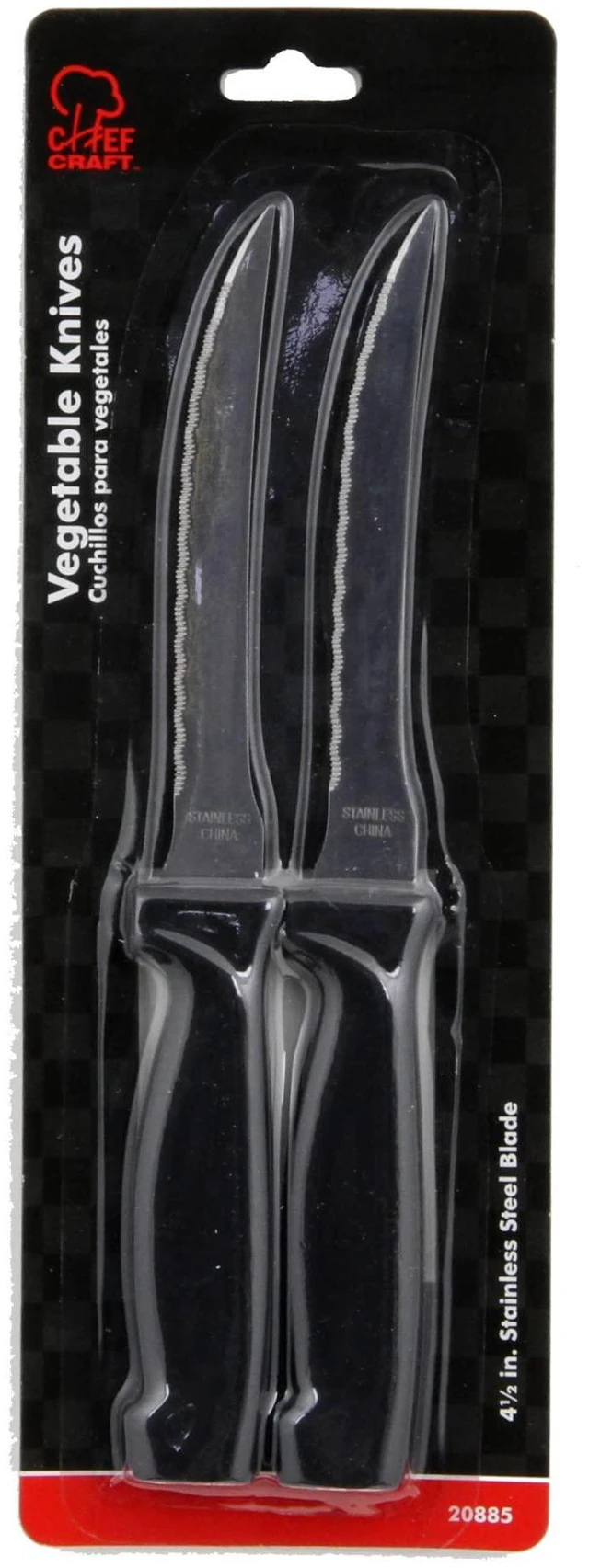 Alt view image 2 of 2 - Chef Craft Select Vegetable Knife, 4.5-Inch Blade, 8.5-Inch Overall Length, 2-Piece Set, Stainless Steel/Black