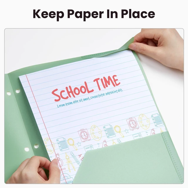 Alt view image 3 of 6 - Sooez 2-Pocket Plastic Folders, 3 Hole Punched