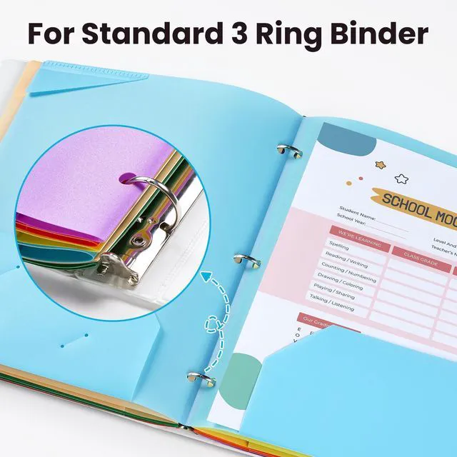 Alt view image 2 of 6 - Sooez 2-Pocket Plastic Folders, 3 Hole Punched