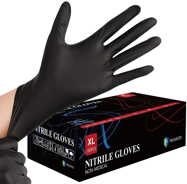 Main image of PROMEDIX P Nitrile Disposable Gloves, 4mil, 100 Count, Latex Free, Powder Free, for Cooking, Household, Food Safe