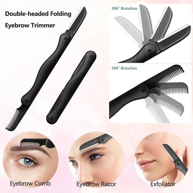 Alt view image 6 of 7 - 5-in-1 Professional Eyebrow Grooming Kit for Women and Men, Including Razor, Brush, Scissors, Slant Tweezers