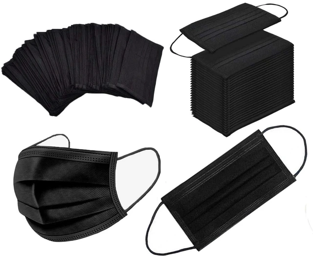 Alt view image 2 of 4 - NNPCBT 100PCS 3 Ply Black Disposable Face Mask Filter Protection