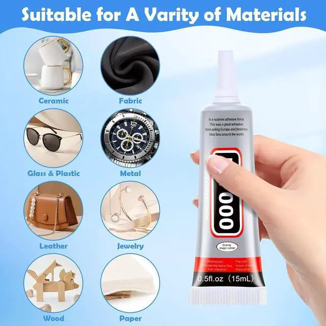 Alt view image 6 of 7 - B7000 Clear Glue 4 x 15mL Strong Bedazzling Adhesive with Precision Tip, Quick Dry for Jewelry Making, Rhinestones, Beads, Fabric, Shoes, DIY Crafts, Nail Art