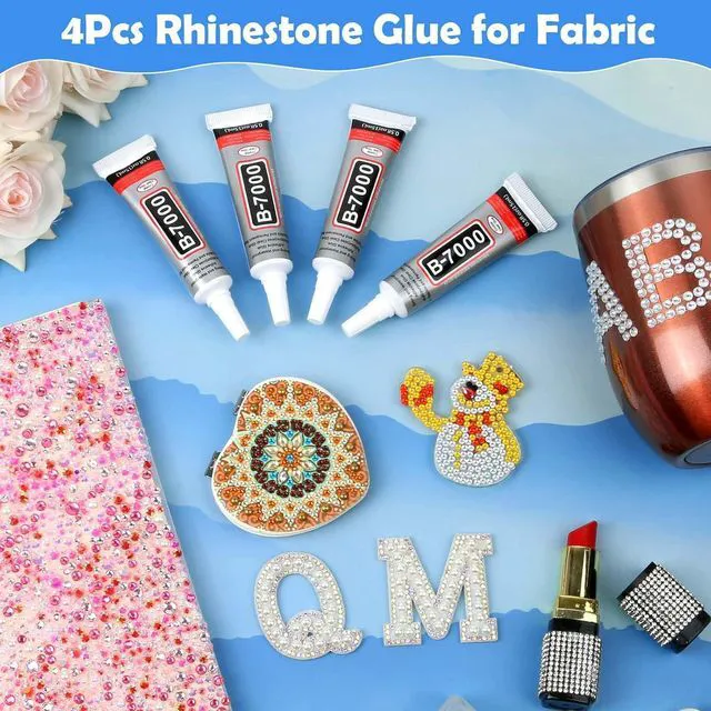 Alt view image 7 of 7 - B7000 Clear Glue 4 x 15mL Strong Bedazzling Adhesive with Precision Tip, Quick Dry for Jewelry Making, Rhinestones, Beads, Fabric, Shoes, DIY Crafts, Nail Art