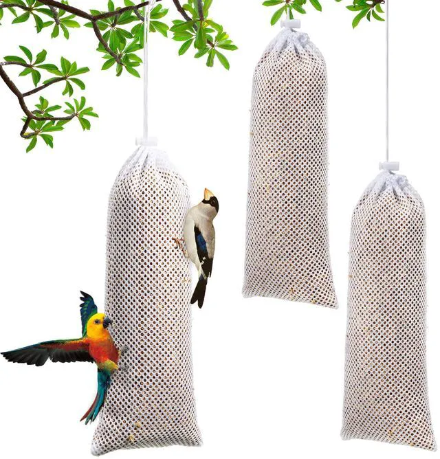 Main image of Weewooday 3 Pieces Finch Sock Feeder Thistle Seed 4.7x11in White