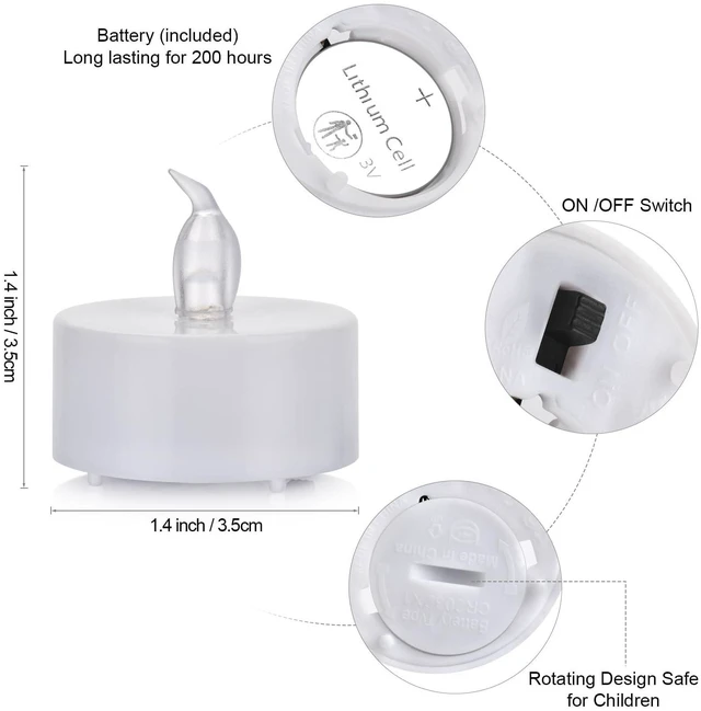 Alt view image 2 of 7 - Nancia LED Tea Lights Battery Operated Flameless Candles 12-Pack Warm White