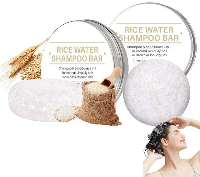 Main image of 2 in 1 Rice Water Shampoo & Conditioner Bar, 2 Pcs, Natural, Hydrating & Moisturizing for Dry Hair, Reduces Frizz, for Women and Men