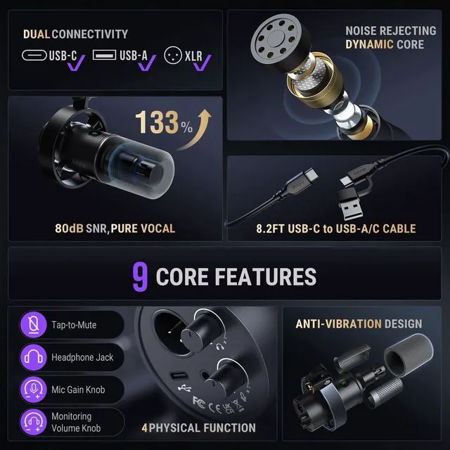 Alt view image 2 of 6 - FIFINE AmpliTank K688 Dynamic Microphone, XLR/USB, for Podcast Recording