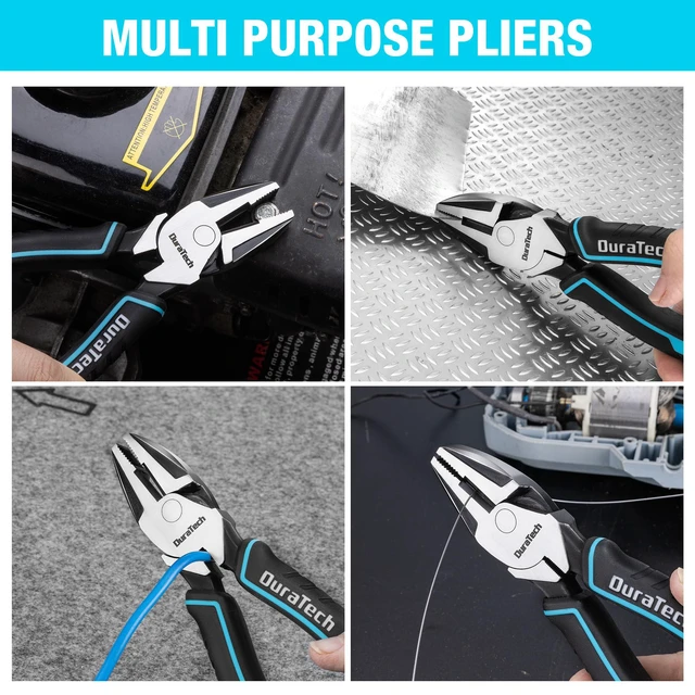 Alt view image 2 of 7 - DURATECH 8" High Leverage Lineman's Pliers with Side Cutter