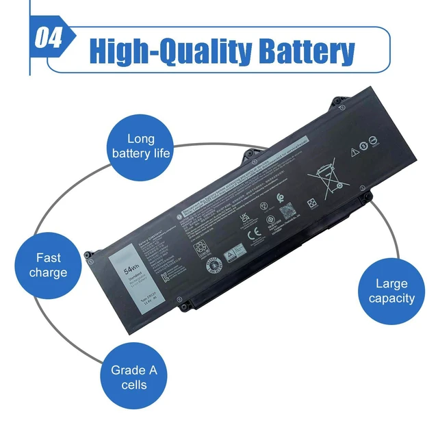 Alt view image 4 of 6 - DR02P R73TC 54Wh 11.4V 4623mAh Laptop Battery Compatible with Dell Latitude 5550 5540 5450 5440 Precision 3590 3580 3480 3490 Series 2X1V9 02X1V9 803W6 0803W6