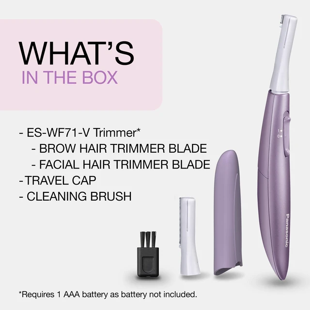 Alt view image 7 of 7 - Panasonic ES-WF71-V Women's Eyebrow & Facial Hair Trimmer, Battery-Operated, Flexible Head, Compact Beauty Tool for Peach Fuzz, Brows & Upper Lip