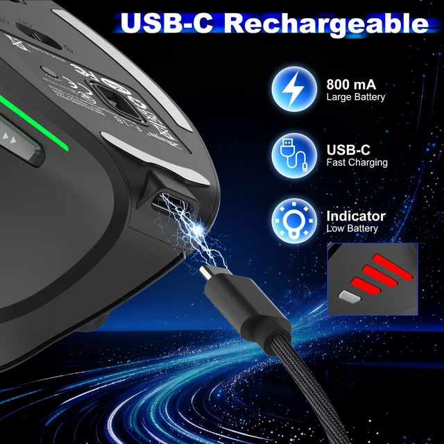 Alt view image 4 of 7 - TRELC Vertical Ergonomic Wireless Gaming Mouse, 24000 DPI, 11 Programmable Buttons, 5 D Rocker, Dual Mode BT+2.4GHz, Rechargeable for PC/Laptop/E-Sports/Gamer