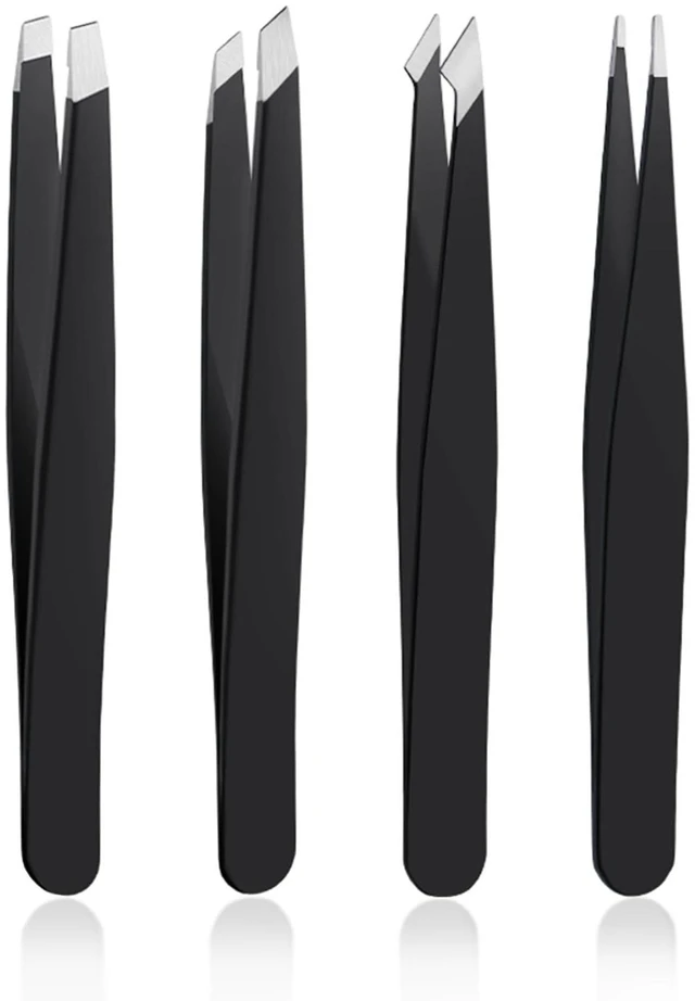 Main image of DTDNZKN Stainless Steel Tweezers Set, 4 PCS, Black