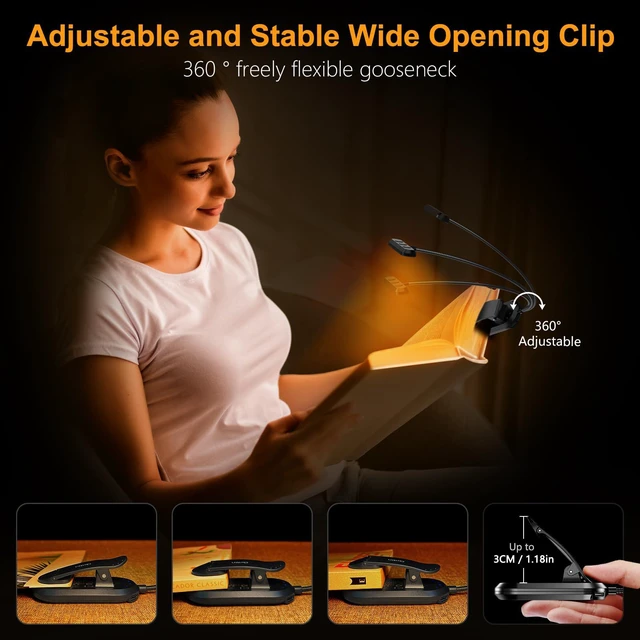 Alt view image 4 of 6 - Gritin 19-LED Rechargeable Book Light for Reading in Bed
