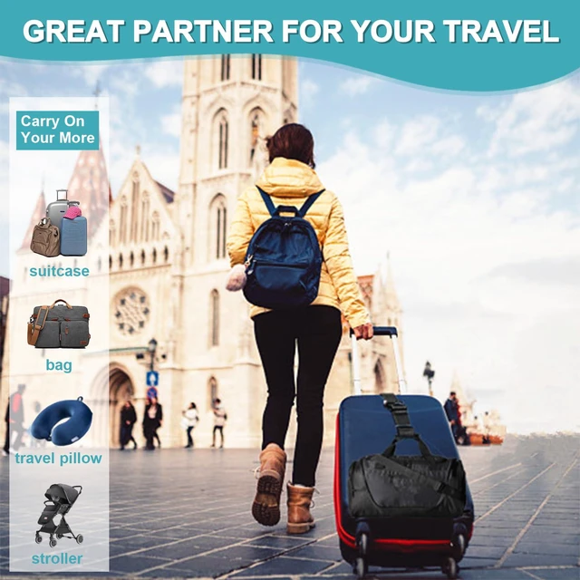 Alt view image 4 of 6 - Luggage Straps Multiple Connector, 2 Pack Black for Suitcases Travel Belt