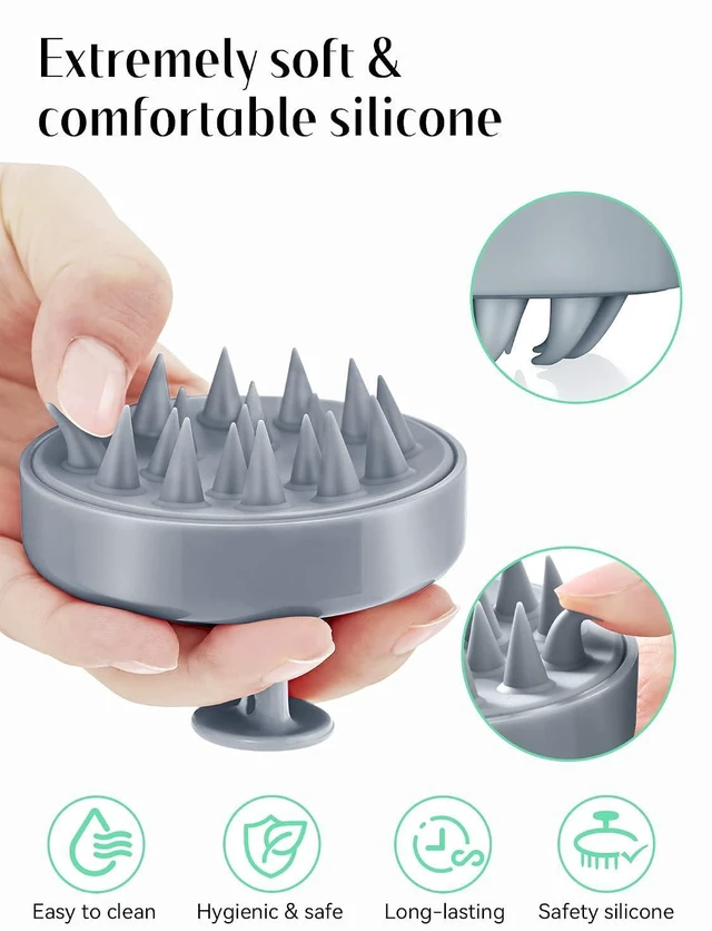 Alt view image 3 of 6 - HEETA Scalp Massager Hair Growth Scrubber for Dandruff Removal
